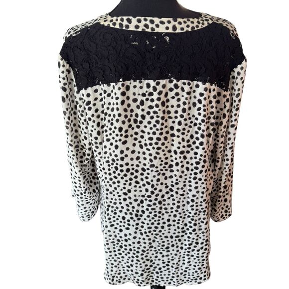 Chico's Soft Dotted Polkadot Black And White Front Tie Size 2 Xl - Picture 4 of 8